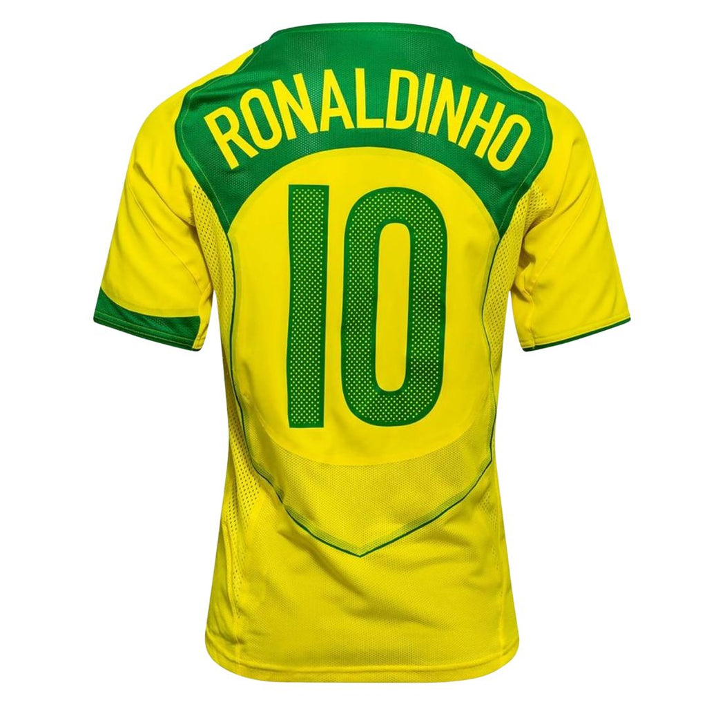 2004 BRAZIL HOME JERSEY – RONALDINHO 10 - Retro Soccer Jersey