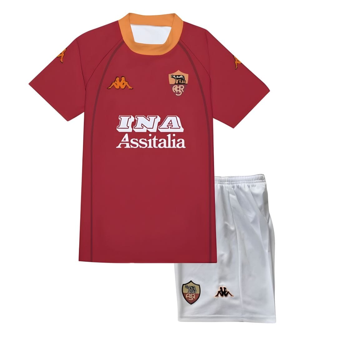 AS Roma 2000/01 Home Jersey Kids Retro Edition - Retro Soccer Jersey