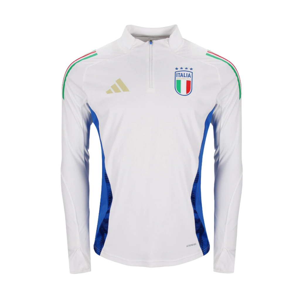 Italy FIGC White Quarter Zip Drill Tracksuit 24/25 - Retro Tracksuit