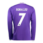 REAL MADRID 2016/17 AWAY CARDIFF FINAL JERSEY L/ SLEEVE RONALDO 7 - Retro Soccer Jersey