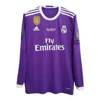 REAL MADRID 2016/17 AWAY CARDIFF FINAL JERSEY L/ SLEEVE RONALDO 7 - Retro Soccer Jersey